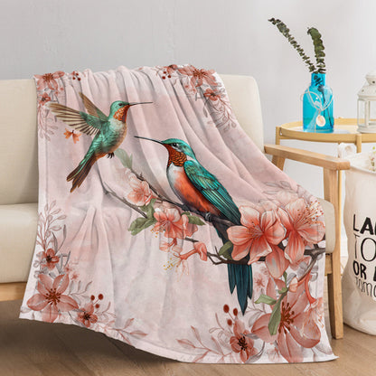 1pce Hummingbird Floral Fleece Throw Blanket Soft And Fluffy Multifunctional Outdoor Beach Camping Living Room Sofa Office Nap Printed Blanket    Home Decor Supply | Online Retail | ShoreShopper.com