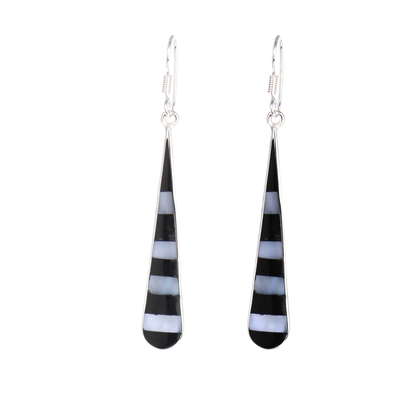 Taxco Silver Black Onyz & Abalone Zebra Long Teardrop Earrings    Home Decor Supply | Online Retail | ShoreShopper.com