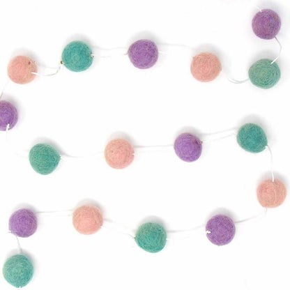 Hand Crafted Felt Pom Pom Garlands: Pink, Lavender, Turquoise    Home Decor Supply | Online Retail | ShoreShopper.com