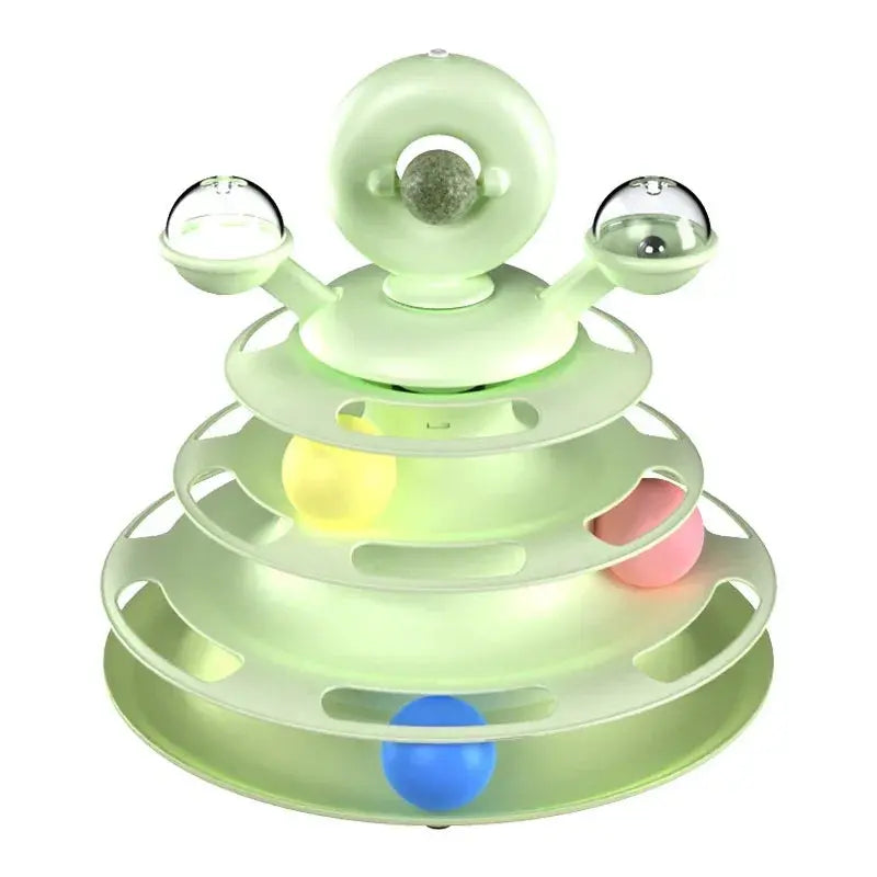 Interactive Cat Tower Multi-Layer 4 Tier with Turntable Roller Toy - ShoreCo.Shop