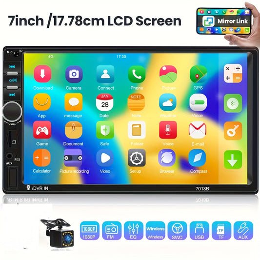 CAMECHO 1pc Double Din EQ Car Stereo Featuring a 7" LCD Display, Equipped with Wireless FM, MP5 Player, USB/SD/AUX Inputs, And Mirror Link Functionality, Ideal As Christmas And Black Friday Gifts, Without Battery    Home Decor Supply | Online Retail | ShoreShopper.com