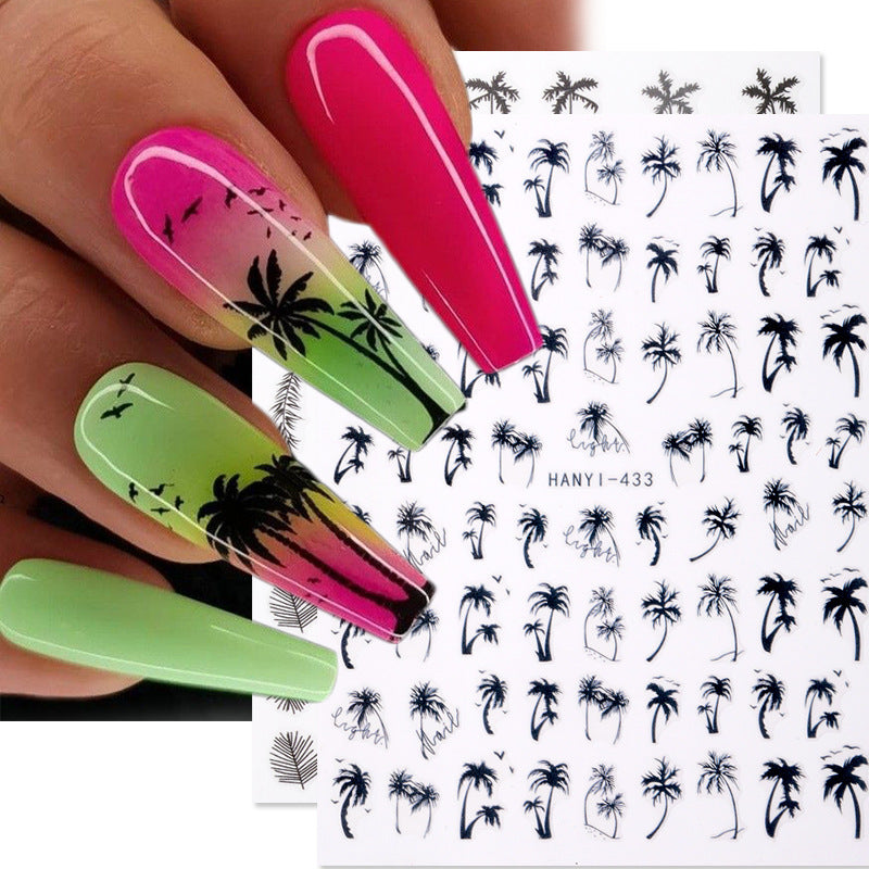 New Hot 3D Coconut Tree Sunflower Nail Sticker Leopard Butterfly Flower Nail Art Sticker    Home Decor Supply | Online Retail | ShoreShopper.com
