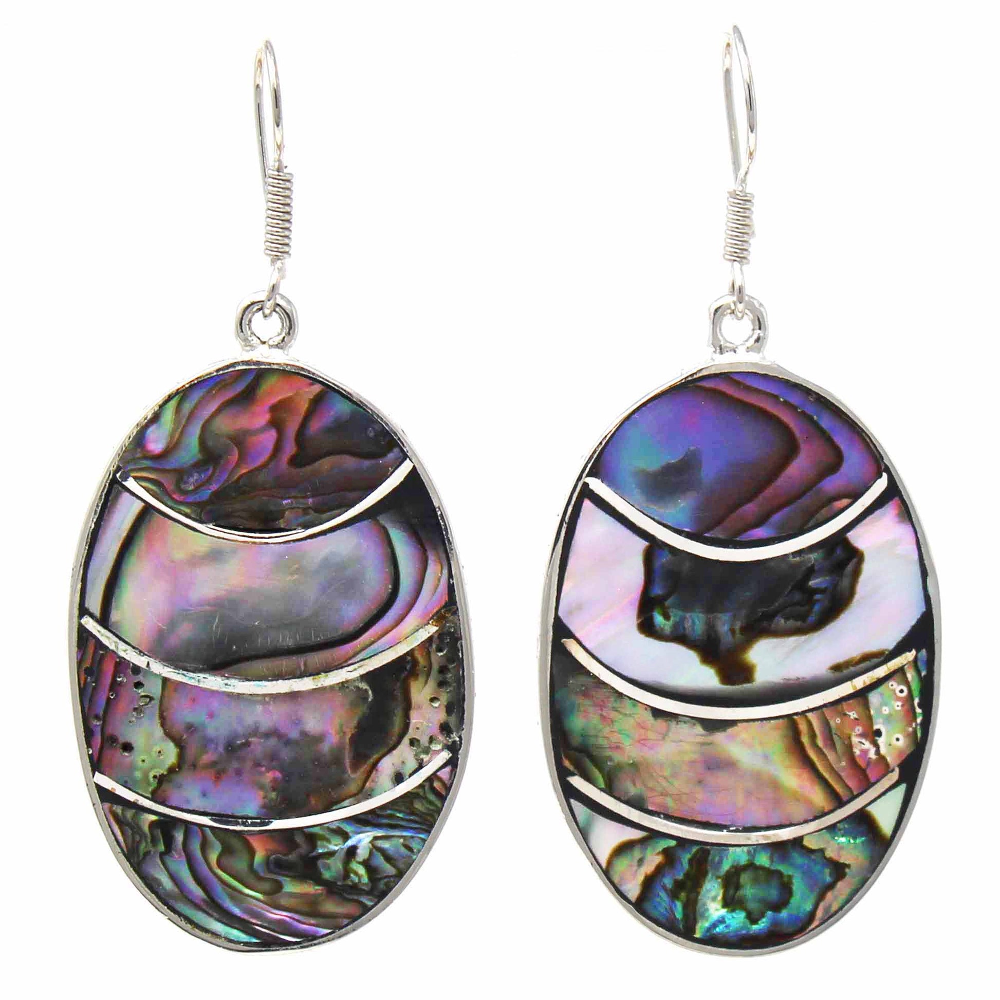 Banded Abalone Oval Earrings    Home Decor Supply | Online Retail | ShoreShopper.com