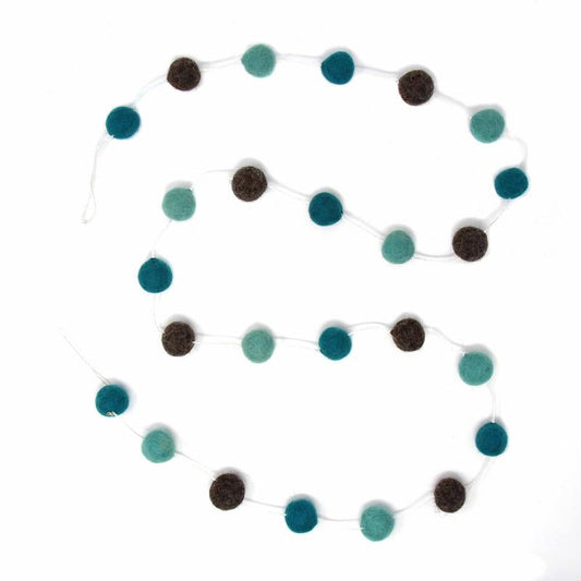 Hand Crafted Felt from Nepal: Pom Pom Garlands, Grey/Blue    Home Decor Supply | Online Retail | ShoreShopper.com