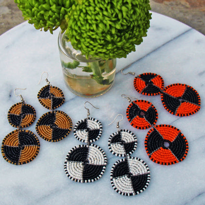 Maasai Bead Double Circle Dangle Earrings, Mango Orange and Black    Home Decor Supply | Online Retail | ShoreShopper.com