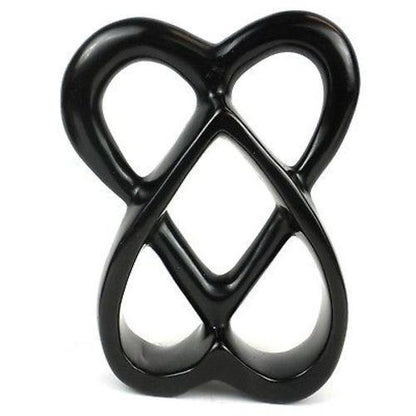Handcrafted 8-inch Soapstone Connected Hearts Sculpture in Black - Smolart    Home Decor Supply | Online Retail | ShoreShopper.com