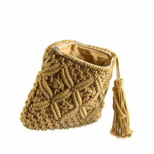 Macrame Clutch with Tassel, Tan    Home Decor Supply | Online Retail | ShoreShopper.com