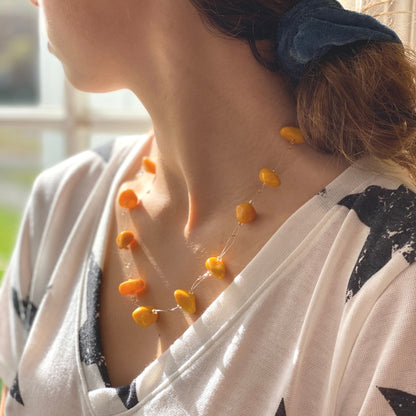 Floating Stone & Maasai Bead Necklace, Pumpkin Spice    Home Decor Supply | Online Retail | ShoreShopper.com