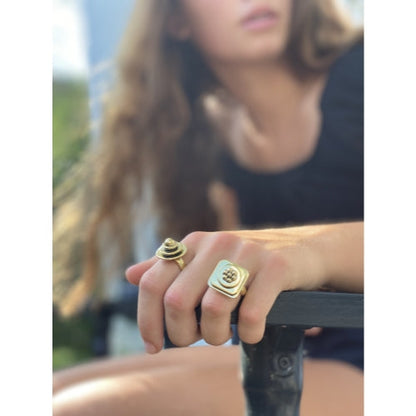 Floral Abstract Adjustable Brass Ring    Home Decor Supply | Online Retail | ShoreShopper.com