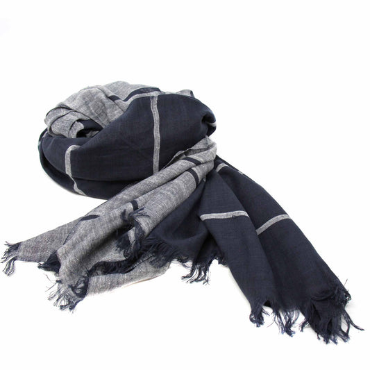 Hand-printed Cotton Scarf, Black & Gray Stripes with Fringe    Home Decor Supply | Online Retail | ShoreShopper.com