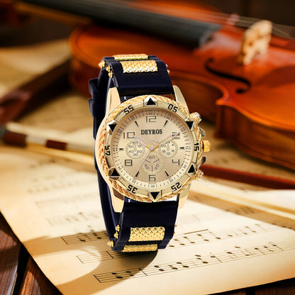 2pcs Men'S Luxury Watches | Golden/Tone Dial, Quartz Movement, Non-water Resistant, Zinc Alloy Case, Silica Gel Strap - Ideal for Business, Sports, Everyday Use | Perfect Gift for Dad, Husband, Boyfriend on Birthday, Father'S    Home Decor Supply | Online Retail | ShoreShopper.com