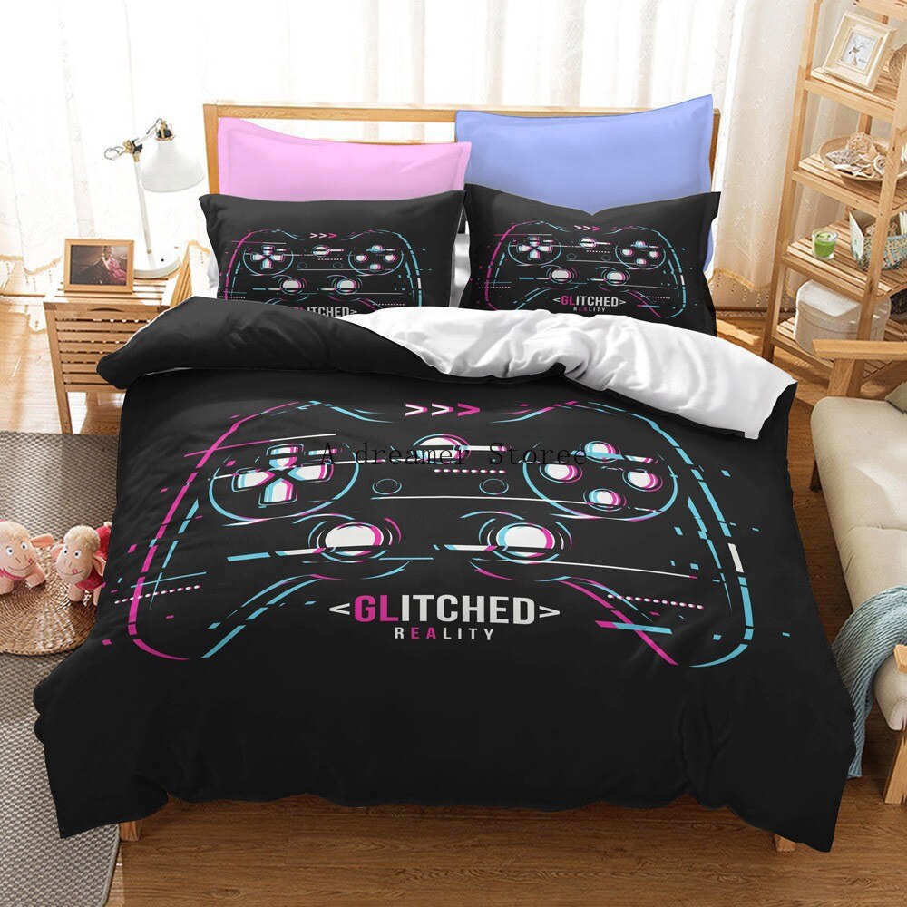 Digital 3D Game Controller Pattern Printed Bedding Three-Piece Set    Home Decor Supply | Online Retail | ShoreShopper.com