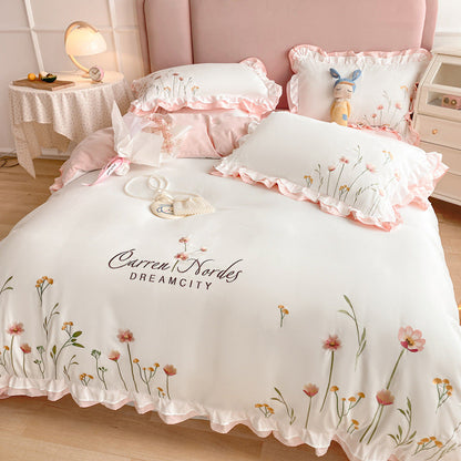Four-piece Embroidered Quilt Cover For Washed Cotton Bed    Home Decor Supply | Online Retail | ShoreShopper.com