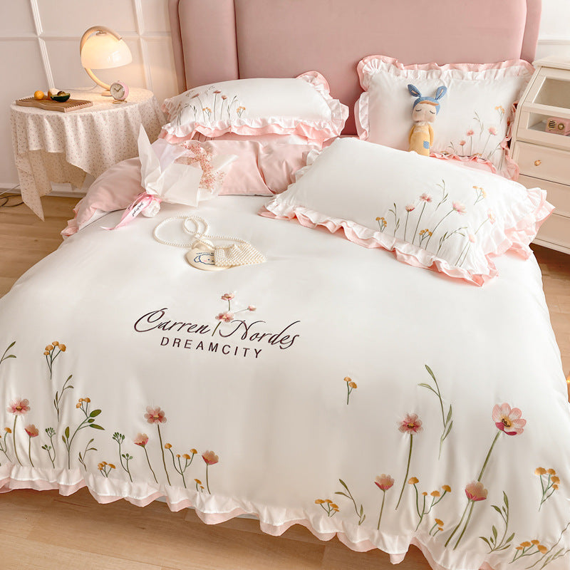 Four-piece Embroidered Quilt Cover For Washed Cotton Bed    Home Decor Supply | Online Retail | ShoreShopper.com