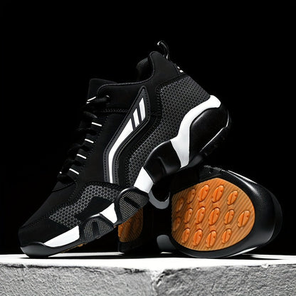 Men'S Lace-Up Sneakers - Thick Cushioned Platform Shoes with Non-Slip Rubber Sole, Low-Top Lace-Up Design in Black/White/Orange Accents - All-Season Walking Shoes for Everyday, Office, Formal Events - Durable Casual Footwear    Home Decor Supply | Online Retail | ShoreShopper.com