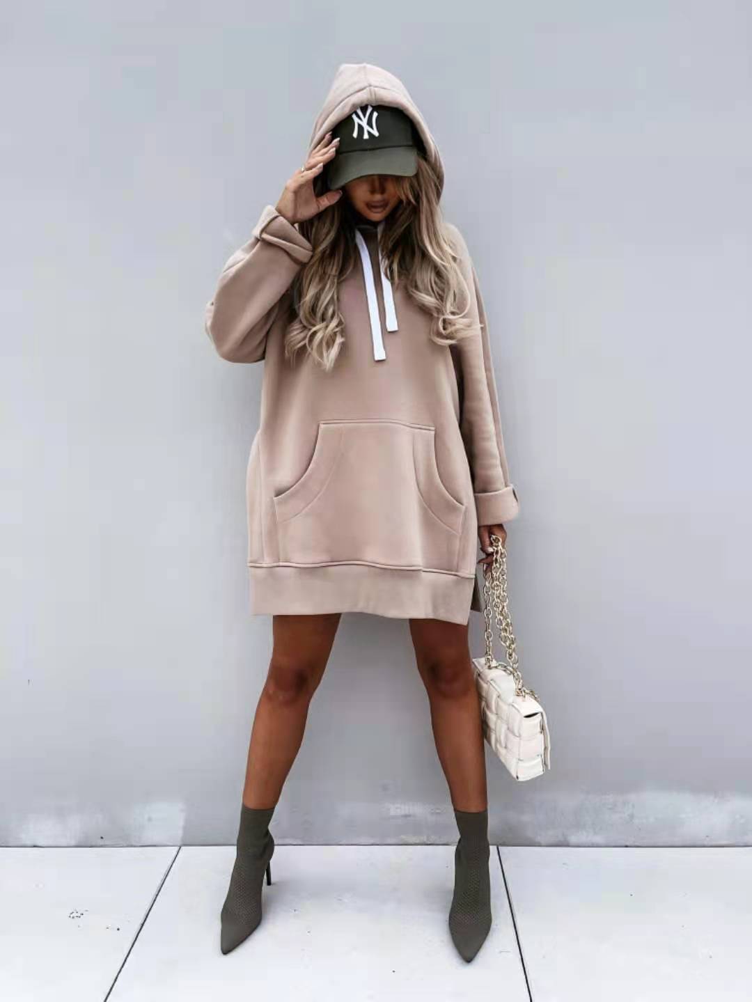 Women's Hooded Sweatshirt With Pockets Fashion Casual Split Mid-length Sweater Drawstring Tops    Home Decor Supply | Online Retail | ShoreShopper.com