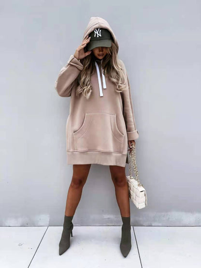 Women's Hooded Sweatshirt With Pockets Fashion Casual Split Mid-length Sweater Drawstring Tops    Home Decor Supply | Online Retail | ShoreShopper.com