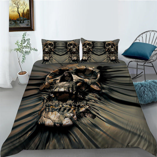 3D Printed Skull Printed Three-piece Home Textile Set    Home Decor Supply | Online Retail | ShoreShopper.com