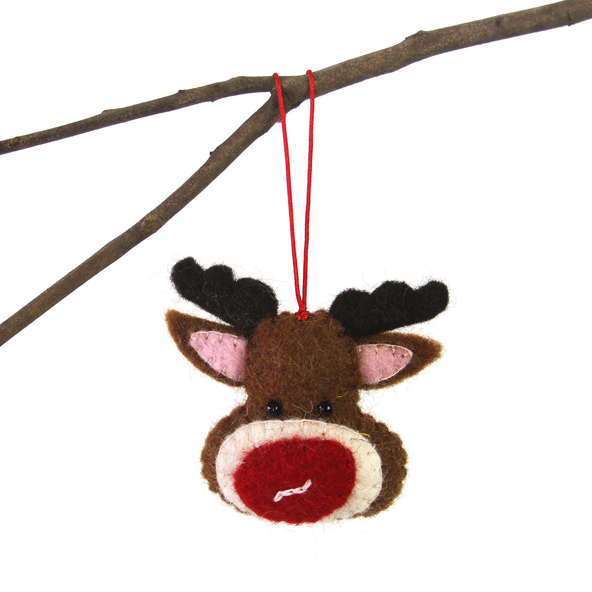 Hand Felted Christmas Ornament: Rudolph - Global Groove (H)    Home Decor Supply | Online Retail | ShoreShopper.com