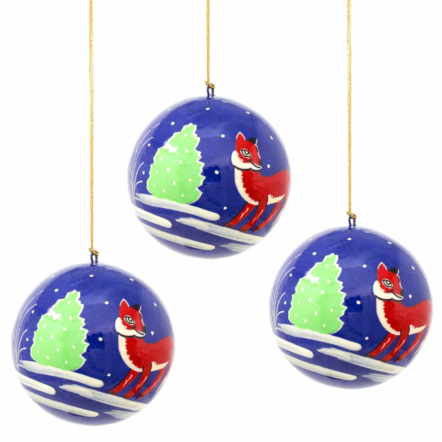 Handpainted Ornament Fox - Pack of 3    Home Decor Supply | Online Retail | ShoreShopper.com
