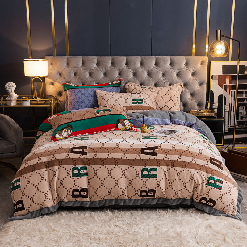 Fashionable Nordic Thick Warm Double-sided Velvet Bed Sheet    Home Decor Supply | Online Retail | ShoreShopper.com