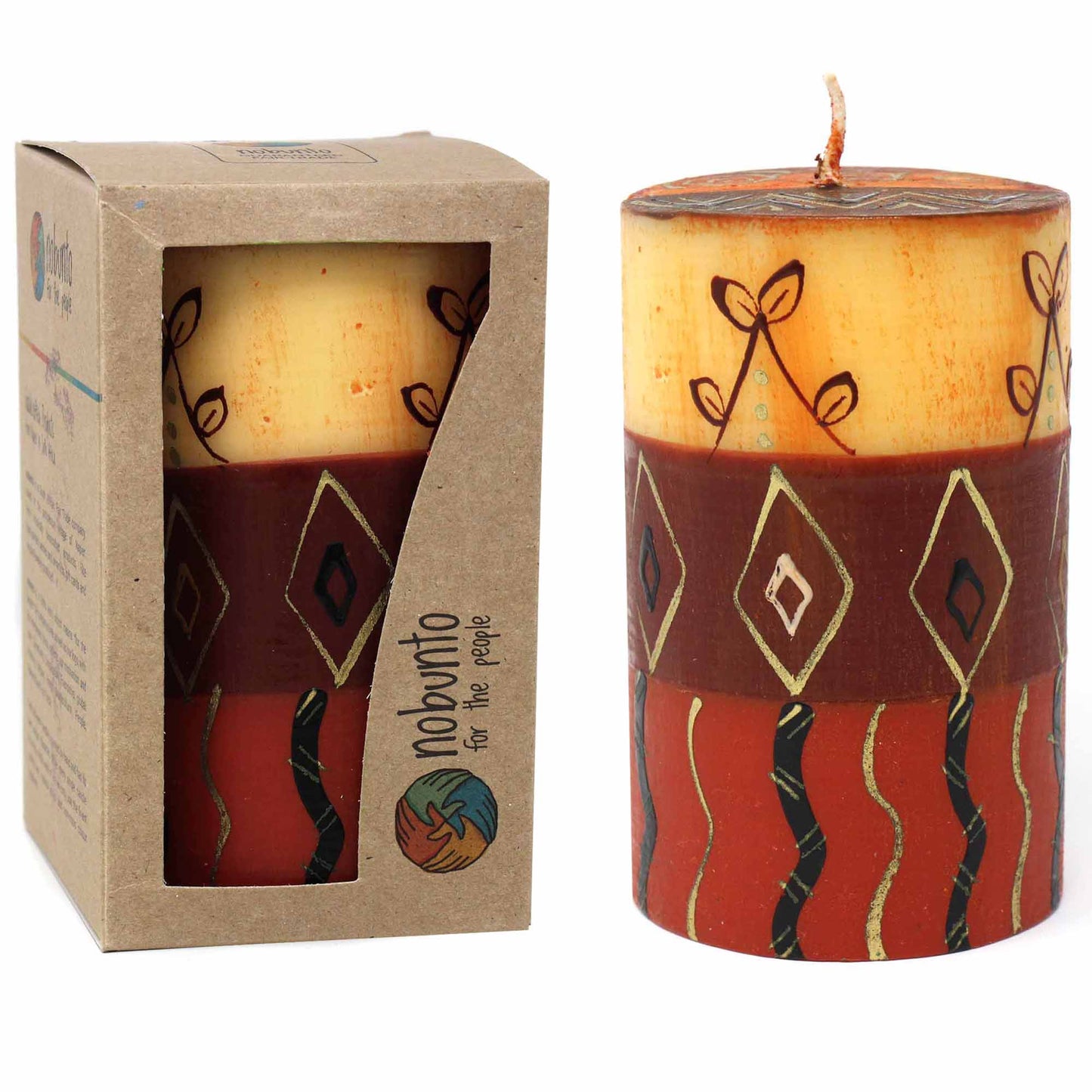 Single Boxed Hand-Painted Pillar Candle - Bongazi Design - Nobunto    Home Decor Supply | Online Retail | ShoreShopper.com