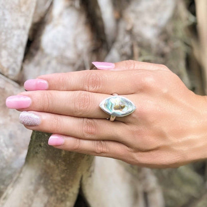 Ring, Abalone and Silver Ellipse    Home Decor Supply | Online Retail | ShoreShopper.com