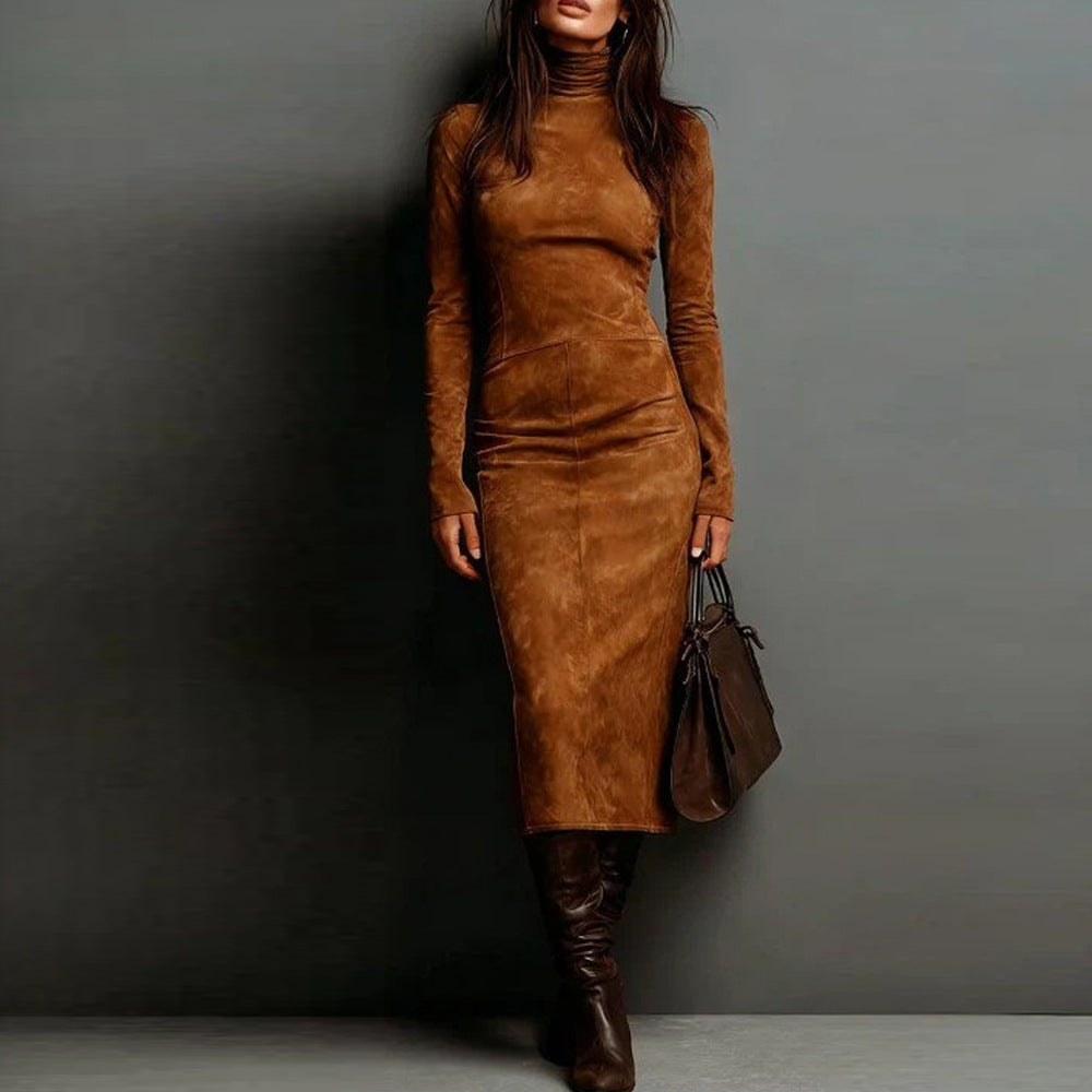 Turtleneck Long-sleeved Dress Fashion Sexy Slim-fitting Bodycon Long Dresses Women's Clothing    Home Decor Supply | Online Retail | ShoreShopper.com