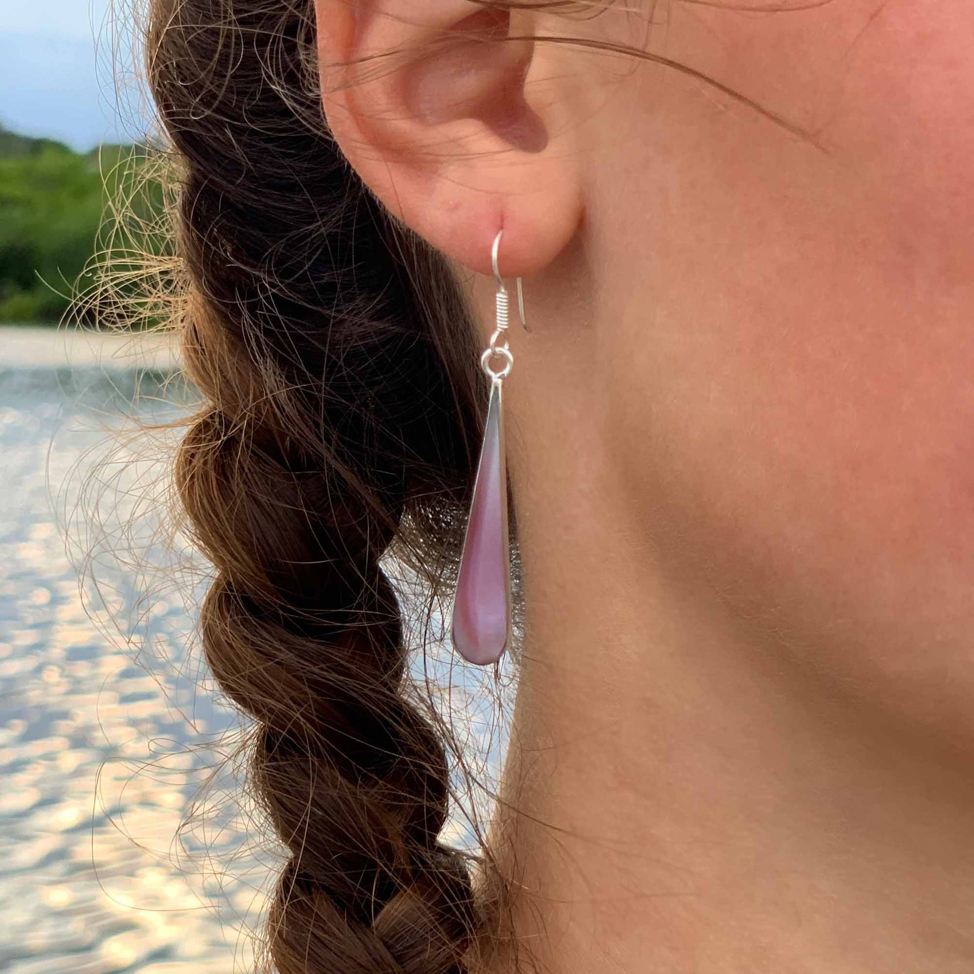 Pink Clam Shell Elongated Teardrop Earrings    Home Decor Supply | Online Retail | ShoreShopper.com