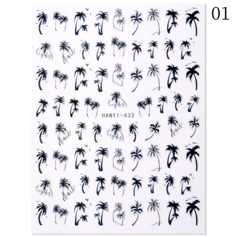 New Hot 3D Coconut Tree Sunflower Nail Sticker Leopard Butterfly Flower Nail Art Sticker    Home Decor Supply | Online Retail | ShoreShopper.com