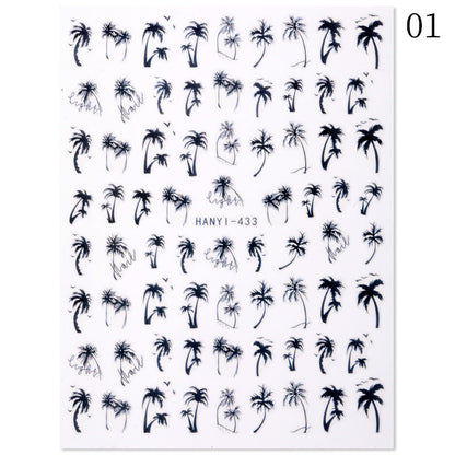 New Hot 3D Coconut Tree Sunflower Nail Sticker Leopard Butterfly Flower Nail Art Sticker    Home Decor Supply | Online Retail | ShoreShopper.com