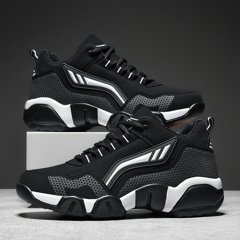 Men'S Lace-Up Sneakers - Thick Cushioned Platform Shoes with Non-Slip Rubber Sole, Low-Top Lace-Up Design in Black/White/Orange Accents - All-Season Walking Shoes for Everyday, Office, Formal Events - Durable Casual Footwear    Home Decor Supply | Online Retail | ShoreShopper.com