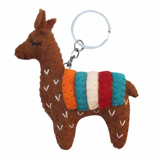Hand Crafted Felt from Nepal: Keychain, Brown Llama    Home Decor Supply | Online Retail | ShoreShopper.com