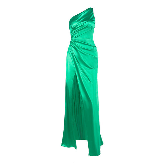 Elegant High Slit Satin Evening Dress - Sleeveless Formal Maxi Gown    Home Decor Supply | Online Retail | ShoreShopper.com