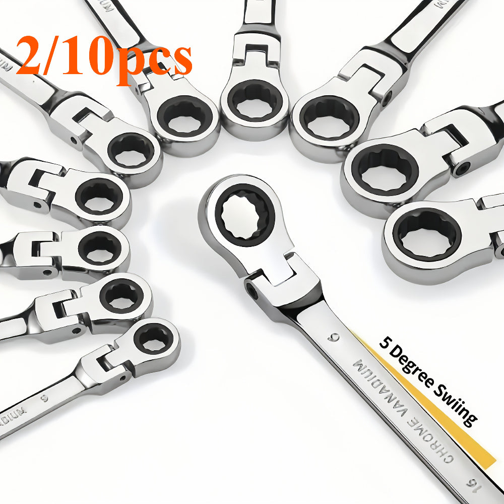 2/10pcs Heavy-duty Industrial 72-tooth Socket Wrenches, Fixed Head and Ratchet Mechanical Tools, 2-in-1 Open and Box Wrenches, Cr-V Structure, Auto Repair, DIY, Professional Tool Kit (compatible with 6&8mm) - ShoreCo.Shop