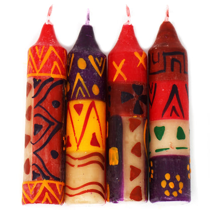Hand-Painted 4" Dinner or Shabbat Candles, Set of 4  (Indabuko Design)    Home Decor Supply | Online Retail | ShoreShopper.com