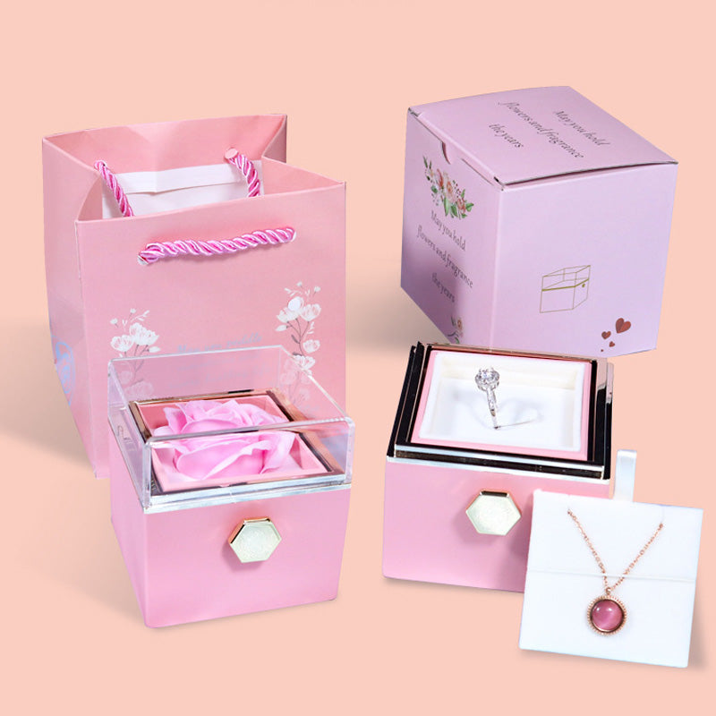 Rotating Soap Flower Rose Gift Box Creative Rotating Rose Jewelry Packaging Box Valentine's Day Gift For Women    Home Decor Supply | Online Retail | ShoreShopper.com