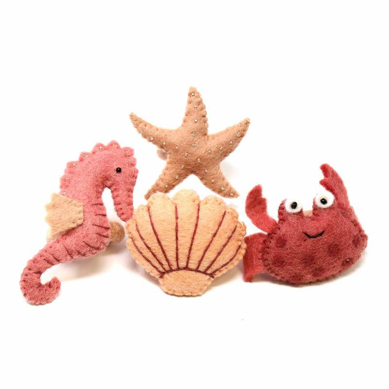 Hand-felted Seashore Napkin Rings, Set of Four Designs - Global Groove (T)    Home Decor Supply | Online Retail | ShoreShopper.com