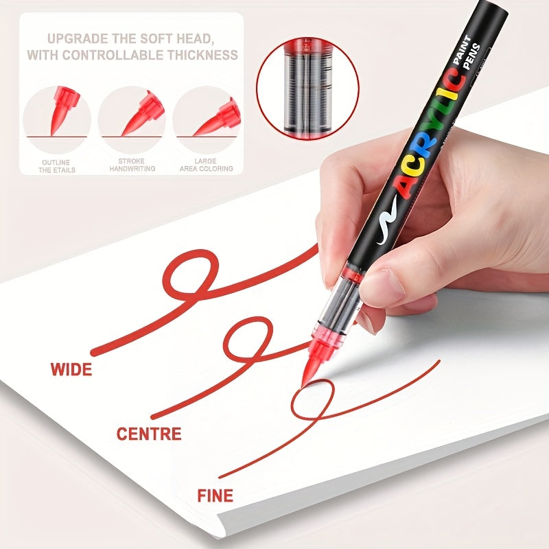 12/24/36/48/60/72Color Acrylic Paint Marker, Brush Head Can Be Used for Rock Metal Glass Wood Canvas Ceramic Plastic Art And DIY Hand-painting, Back to School Season Halloween Christmas Birthday Gifts - ShoreCo.Shop