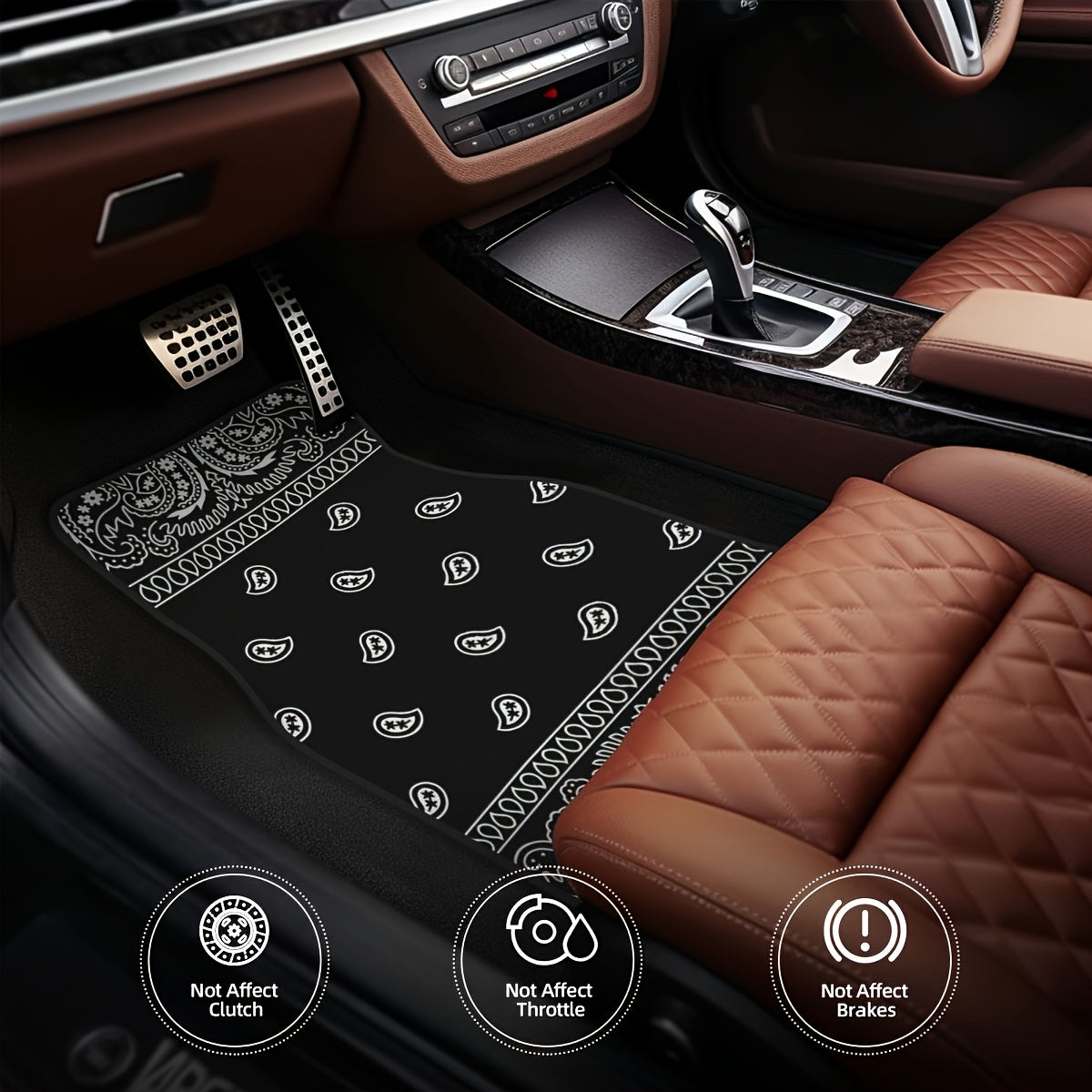 [Black Retro Car Carpets] 4pcs Set Of Black Retro Patterned Car Carpets, Four-season Vehicle Carpets, with Anti-slip Base, Easy to Clean Car Interior Accessories, Suitable for All Car Models    Home Decor Supply | Online Retail | ShoreShopper.com