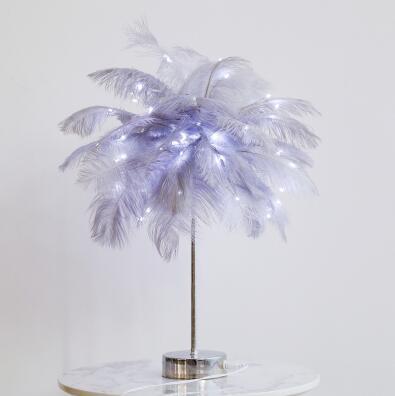 Nordic Feather Table Lamp w/ Remote Control - Dimmable LED Bedside Light - ShoreCo.Shop