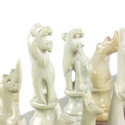 Hand Carved Soapstone Animal Chess Set - 15" Board - Smolart    Home Decor Supply | Online Retail | ShoreShopper.com