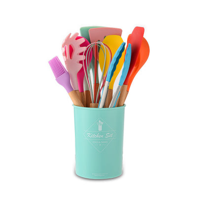 Silicone Kitchenware With Wooden Handle - ShoreCo.Shop