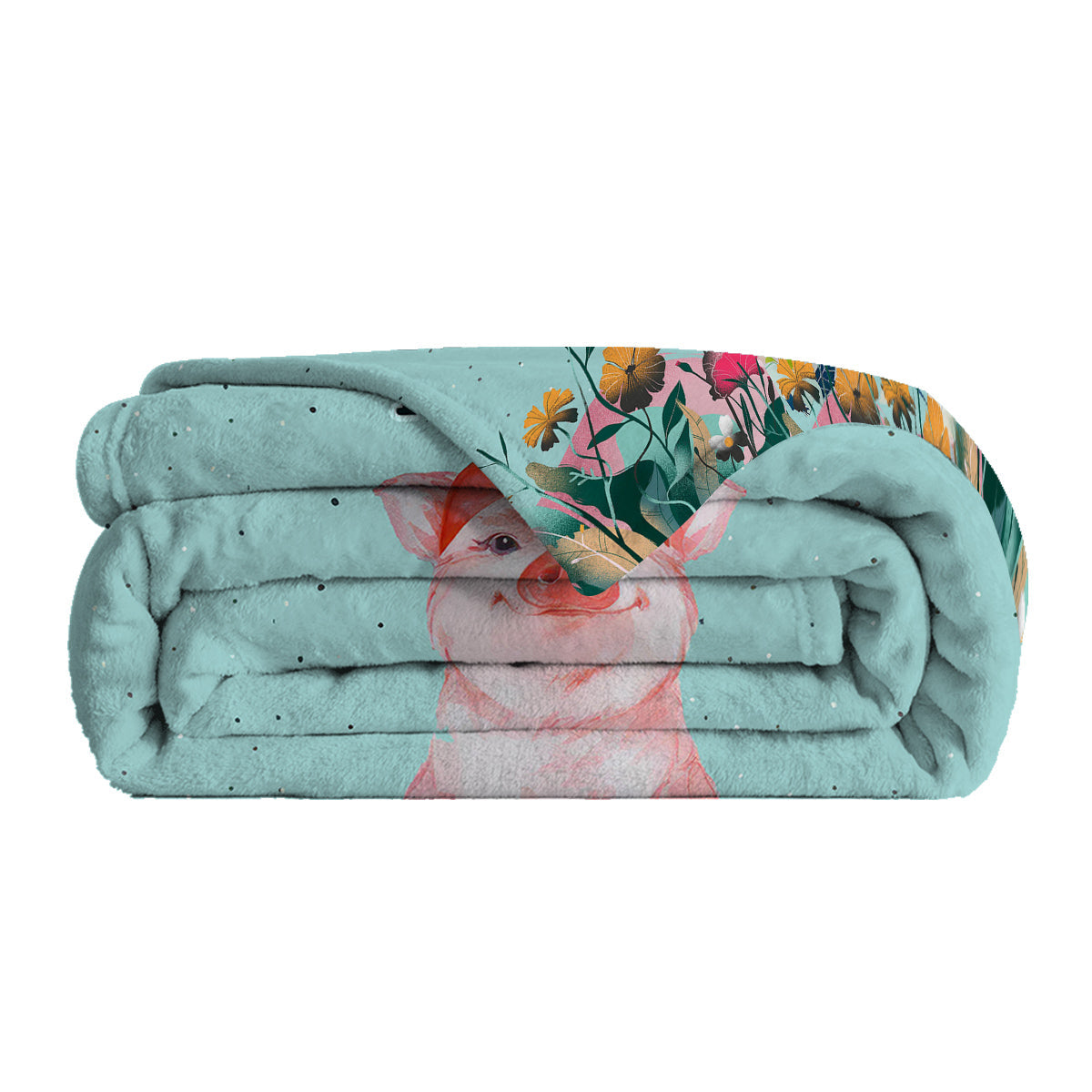 1pc Cute Blue Background Pig Soft Printed Flannel Sofa Blanket, Comfortable And Warm For Home Use, Suitable For Bed, Sofa, Camping And Multi Scene Seasonal Use    Home Decor Supply | Online Retail | ShoreShopper.com