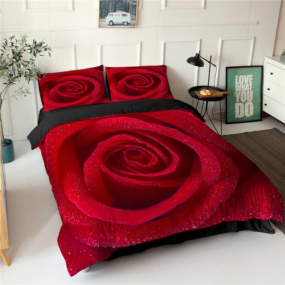 Rose Flower Series Three-piece Bedding Digital Printing Flower Bed Linen Pillowcase    Home Decor Supply | Online Retail | ShoreShopper.com