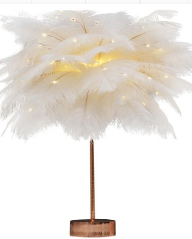 Nordic Feather Table Lamp w/ Remote Control - Dimmable LED Bedside Light - ShoreCo.Shop