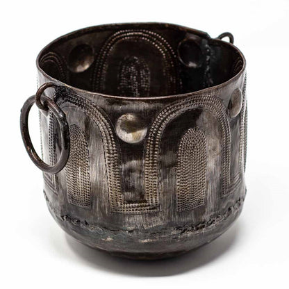 Hammered Metal Container with Round Handles - Croix des Bouquets    Home Decor Supply | Online Retail | ShoreShopper.com