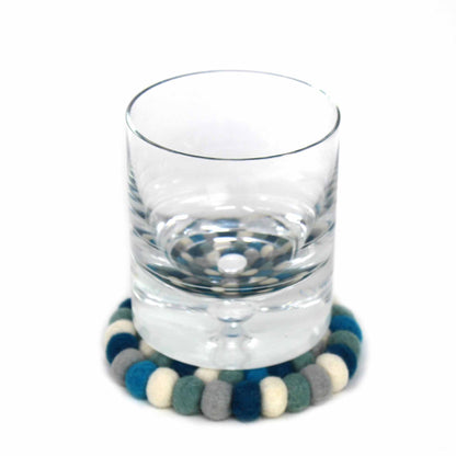 Ice Blue Felt Ball Coasters, Set of 4    Home Decor Supply | Online Retail | ShoreShopper.com
