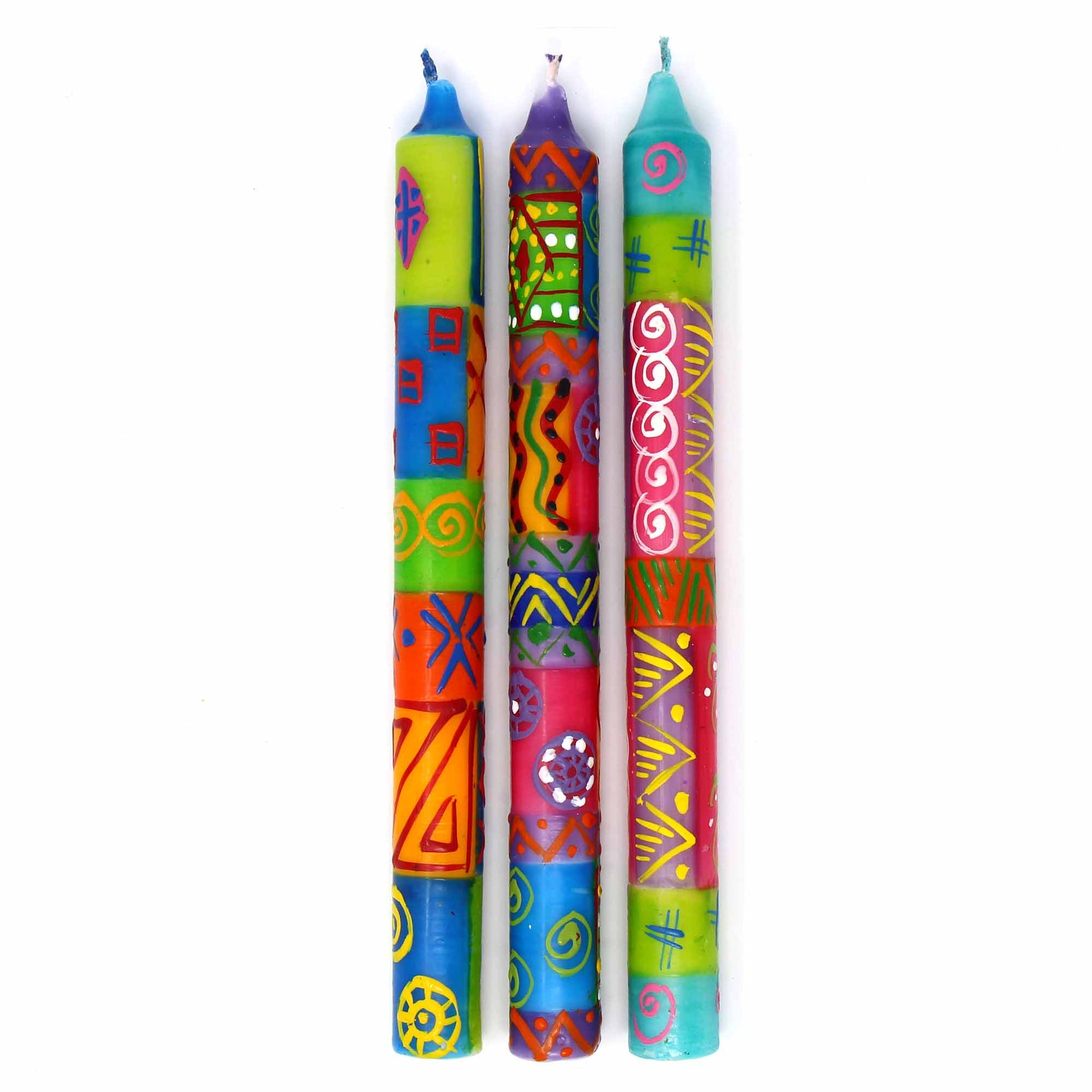 Tall Hand Painted Candles - Three in Box - Shahida Design    Home Decor Supply | Online Retail | ShoreShopper.com