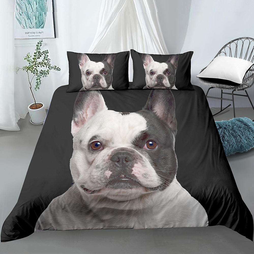 3D Digital Printing Three-piece Sanding Kit Pug Cartoon    Home Decor Supply | Online Retail | ShoreShopper.com